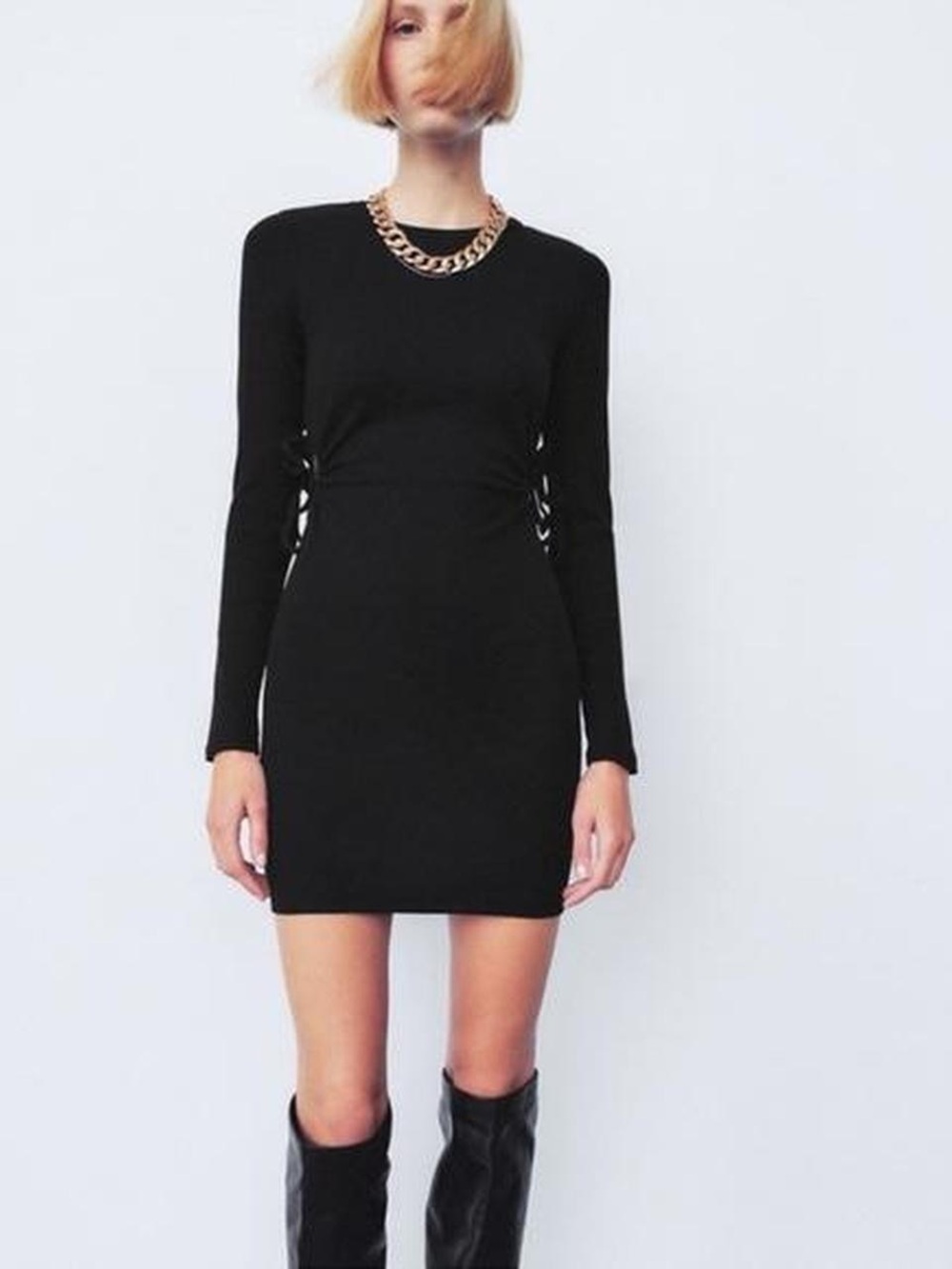 ZARA Black Long-Sleeve Bodycon Dress M